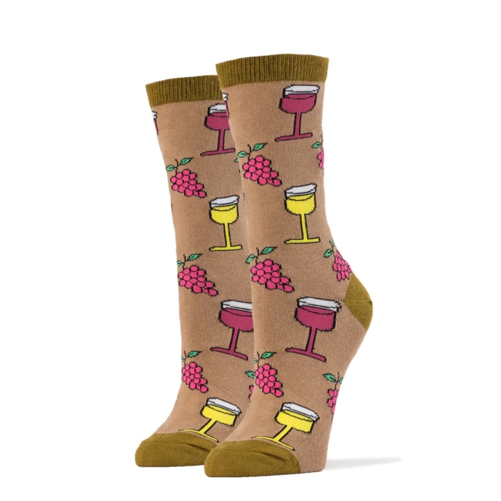 NWT OOOH YEAH! WINO mid-calf crew length novelty socks Size 10 -13